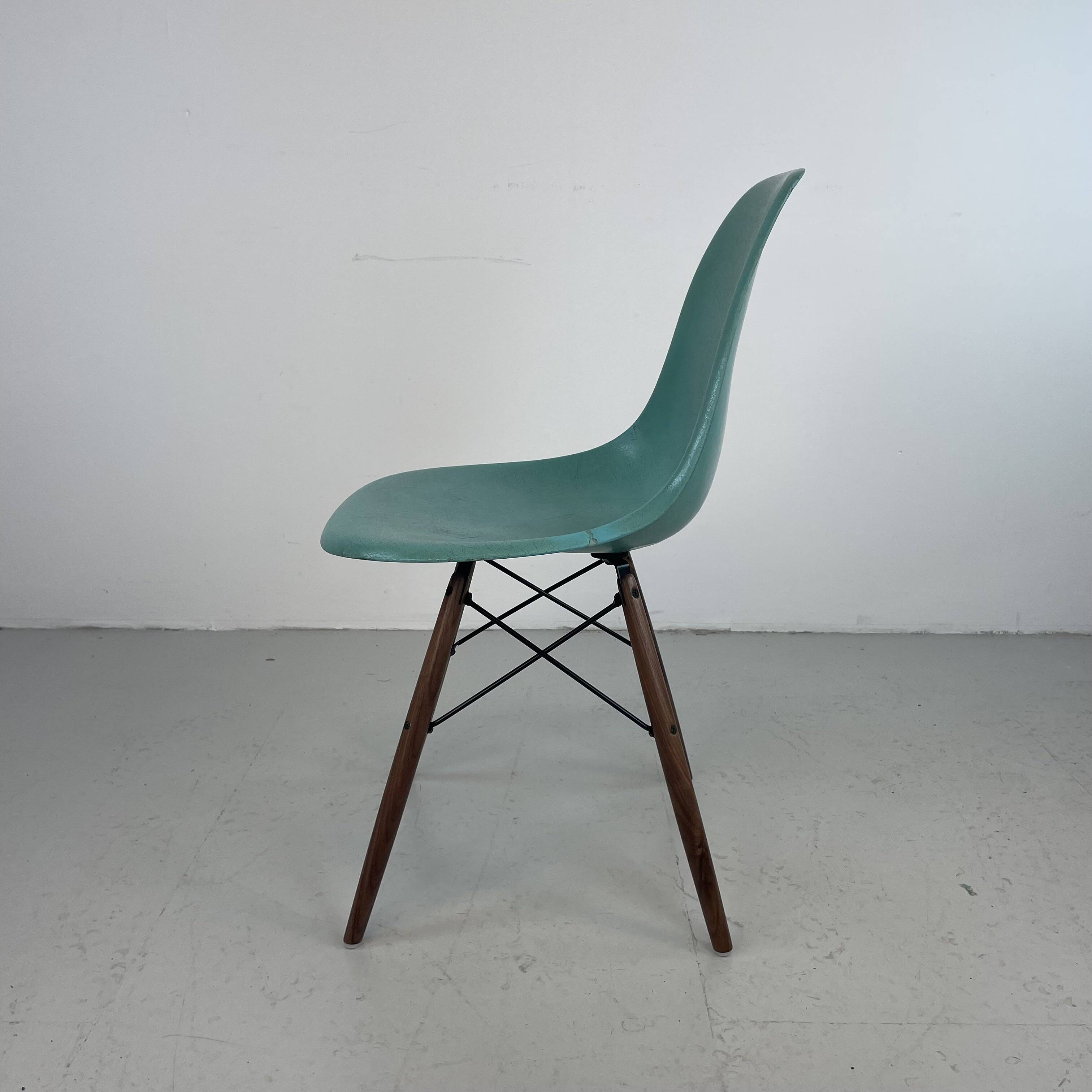 Eames Herman Miller DSW side chair in turquoise