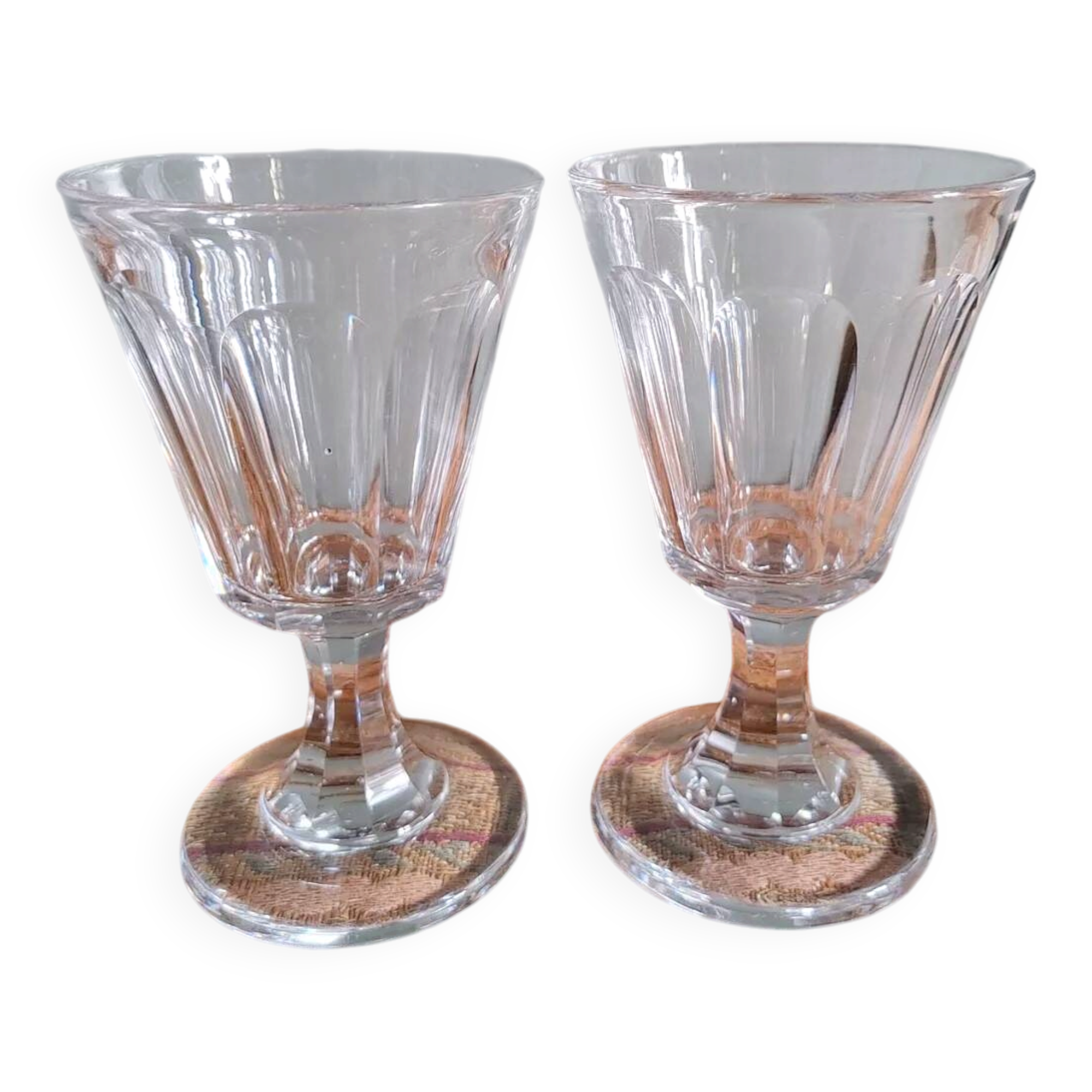 2 wine glasses - cut crystal - Baccarat around 1850