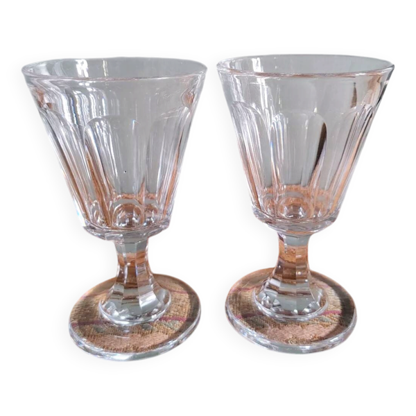 2 verres à vin - cristal taillé - Baccarat vers 1850