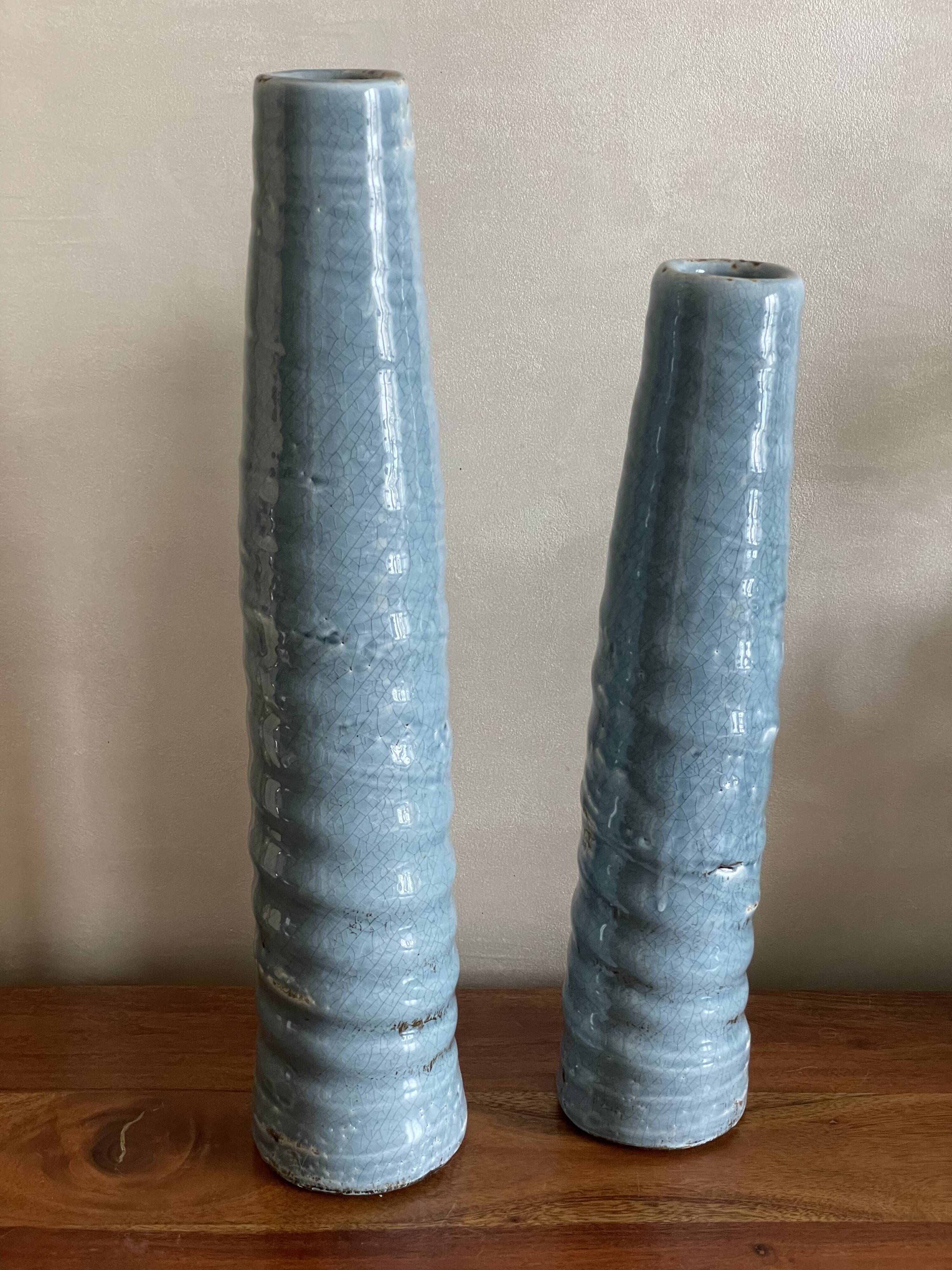 Duo de vases acier et grès