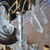 Large Louis XV style chandelier with crystal tassels on a bronze mount with 6 lights