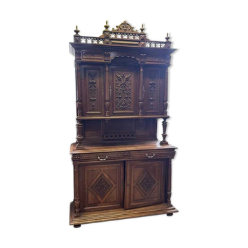 Buffet two bodies – Henri II style – Ornament – Carved oak