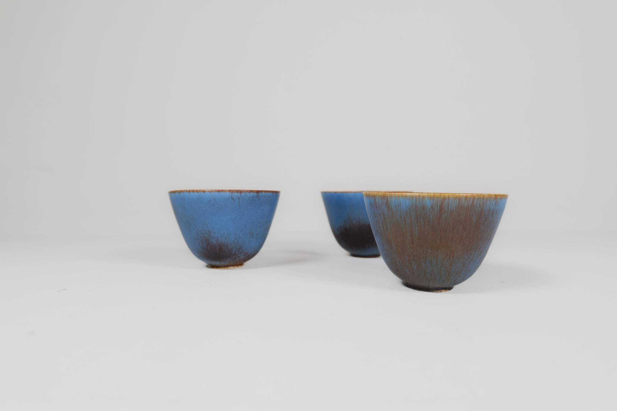 Mid-Century Modern Set of 3 Bowls Rörstrand Gunnar Nylund, Sweden, 1950s