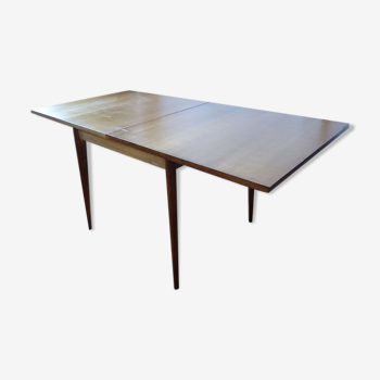 Table de jeu en bois 1950 1960, plateau dépliant (80x80x75)