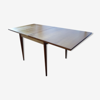 Wooden game table 1950 1960, fold-out tray (80x80x75)