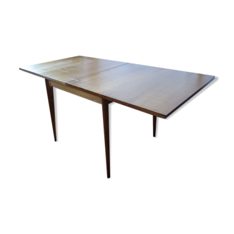 Table de jeu en bois 1950 1960, plateau dépliant (80x80x75)