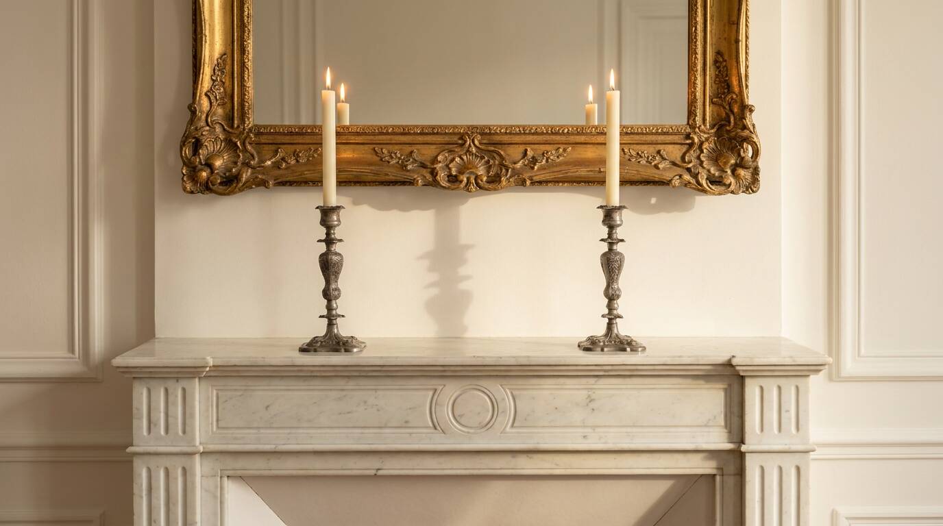 Pair of patinated metal baroque candlesticks – Louis XV style