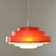 Vintage Scandinavian Design Hanging Lamp / Red Plastic Pendant Light 1970's