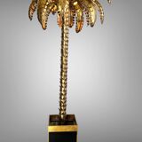 Lampadaire en forme de palmier en métal doré