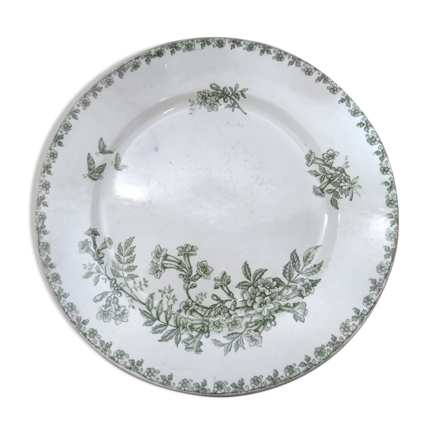 Lot de 5 plats blancs anciens en faïence | Vaisselle ancienne