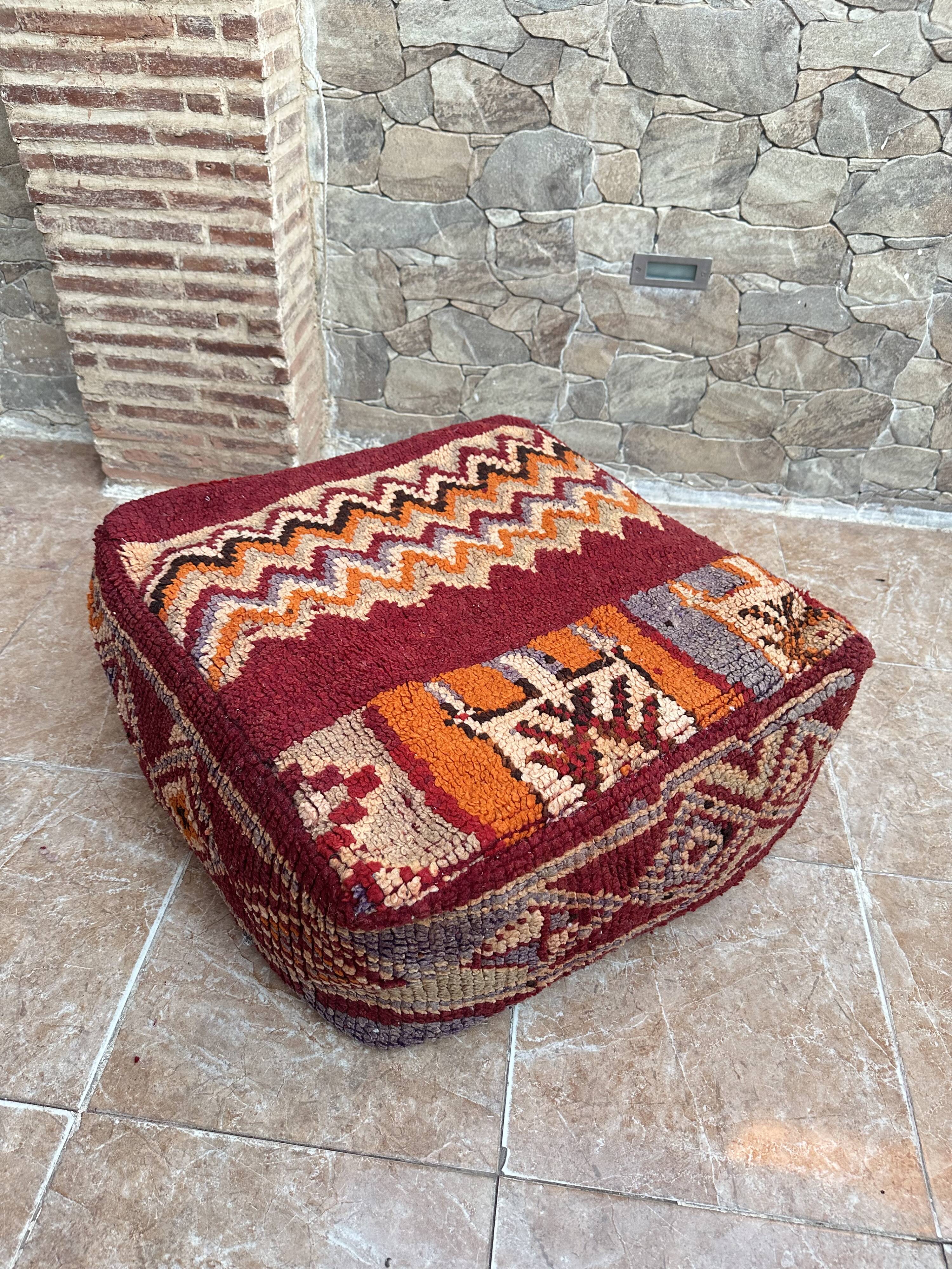 Handmade Berber Kilim pouf, floor cushion