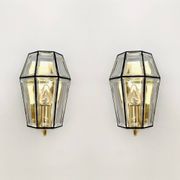 Set of 2 Glass Wall Lamps by Glashütte Limburg