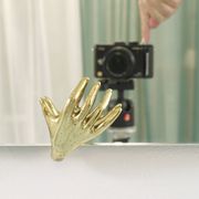 Scultpural Brass Hand Mid-Century Wall Mirror, Italy, 1950s