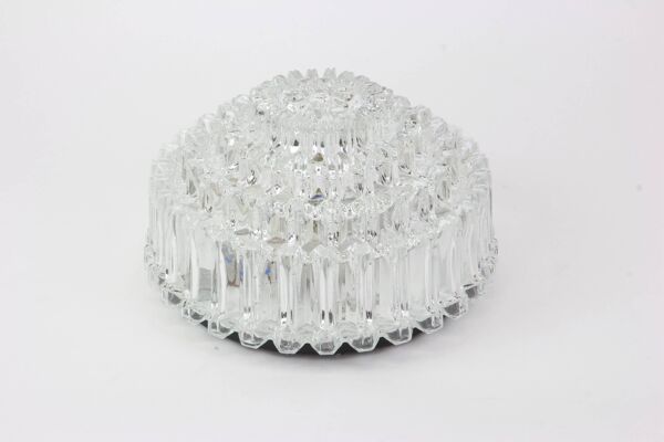 Plafonnier en verre texturé rond par Limburg, Allemagne, années 1970