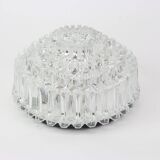 Round textured glass ceiling light by Limburg, Germany, 1970s.