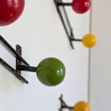 Porte manteau mural boules bois métal noir années 60