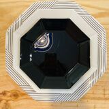 X5 large white Arcoroc plates with black stripes Octime model of the 80s