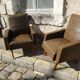 Vintage Scandinavian olive green armchairs