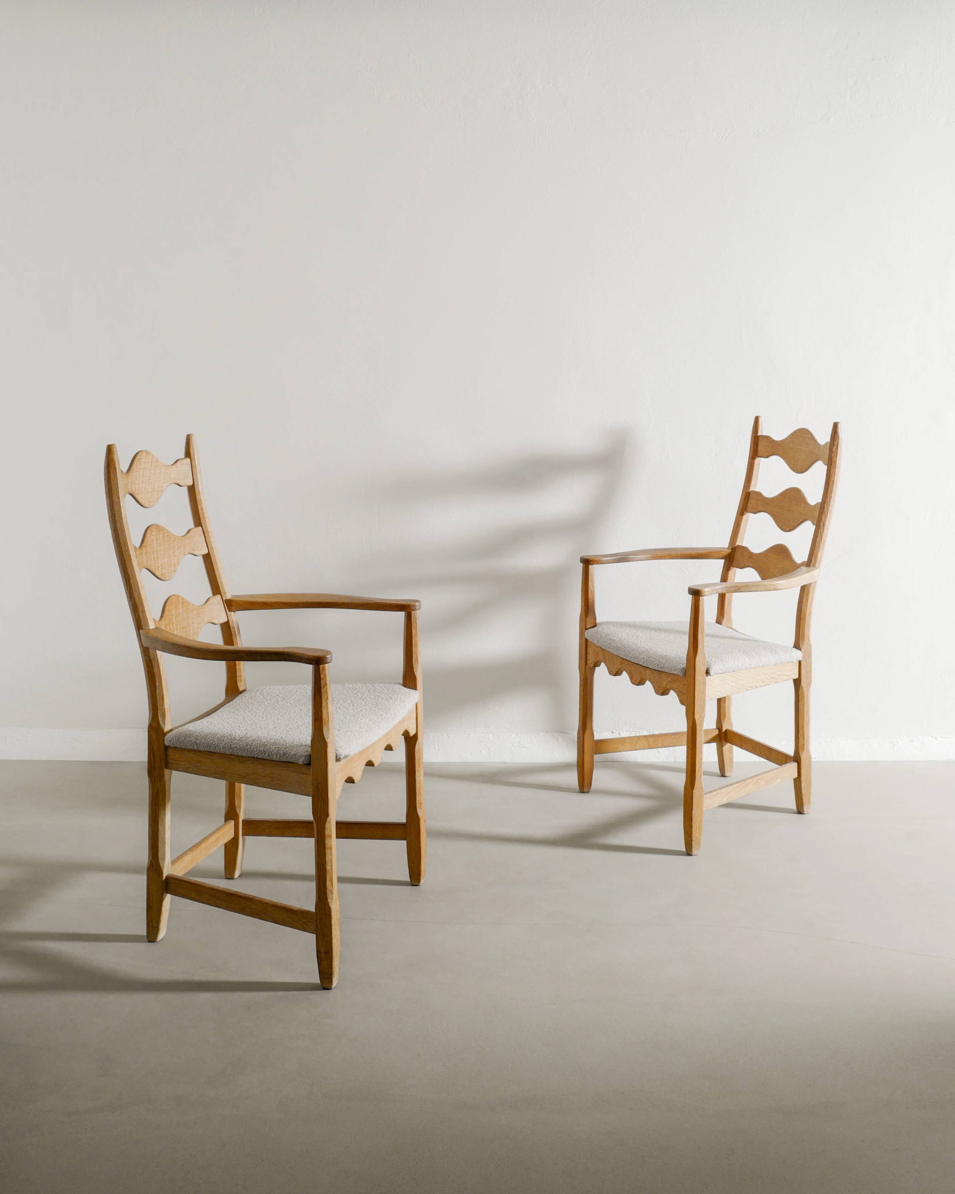 Vintage Danish Sculptural Wooden Armchairs by Henning Kjaernulf, 1950s