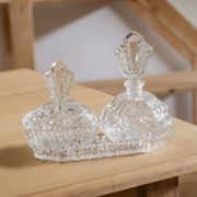 Set of two bottles with matching tray "Blanche"