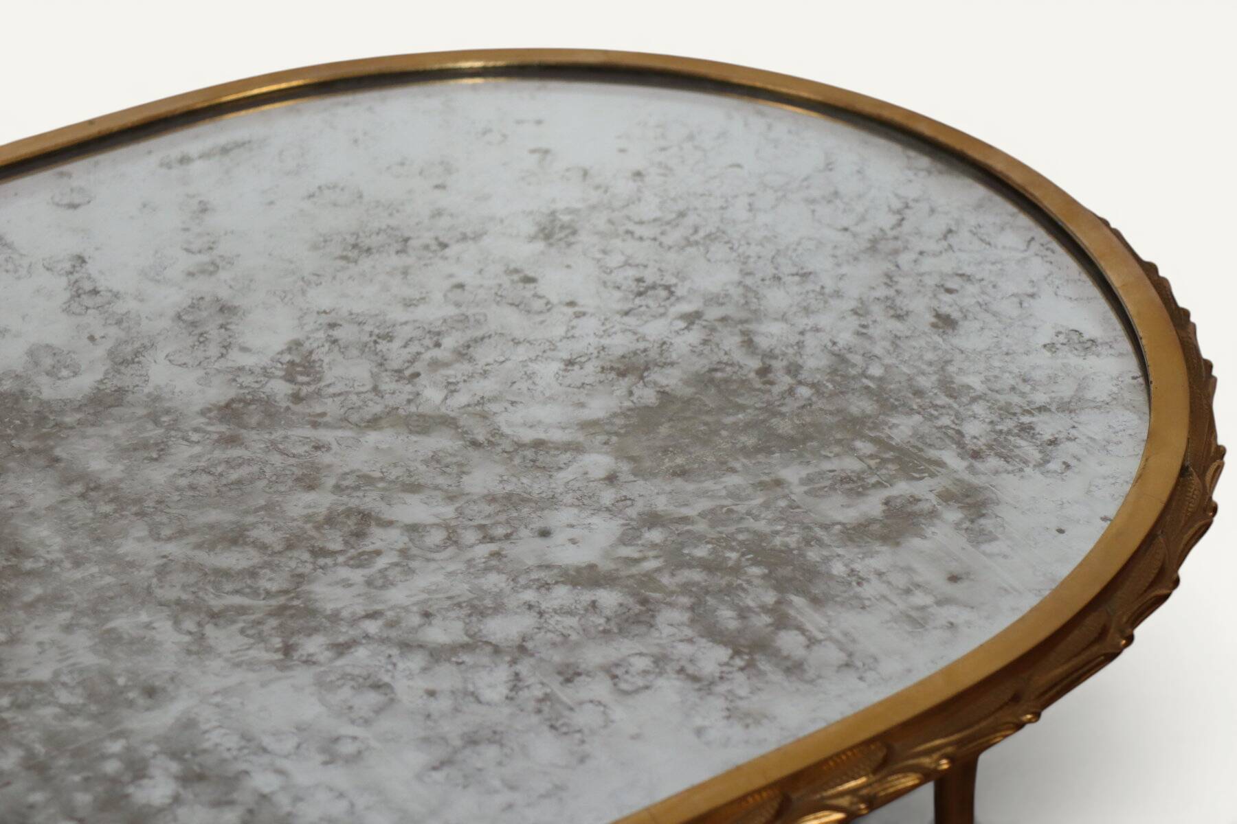 Maison Baguès coffee table in gilded bronze and aged mirror – 1950s