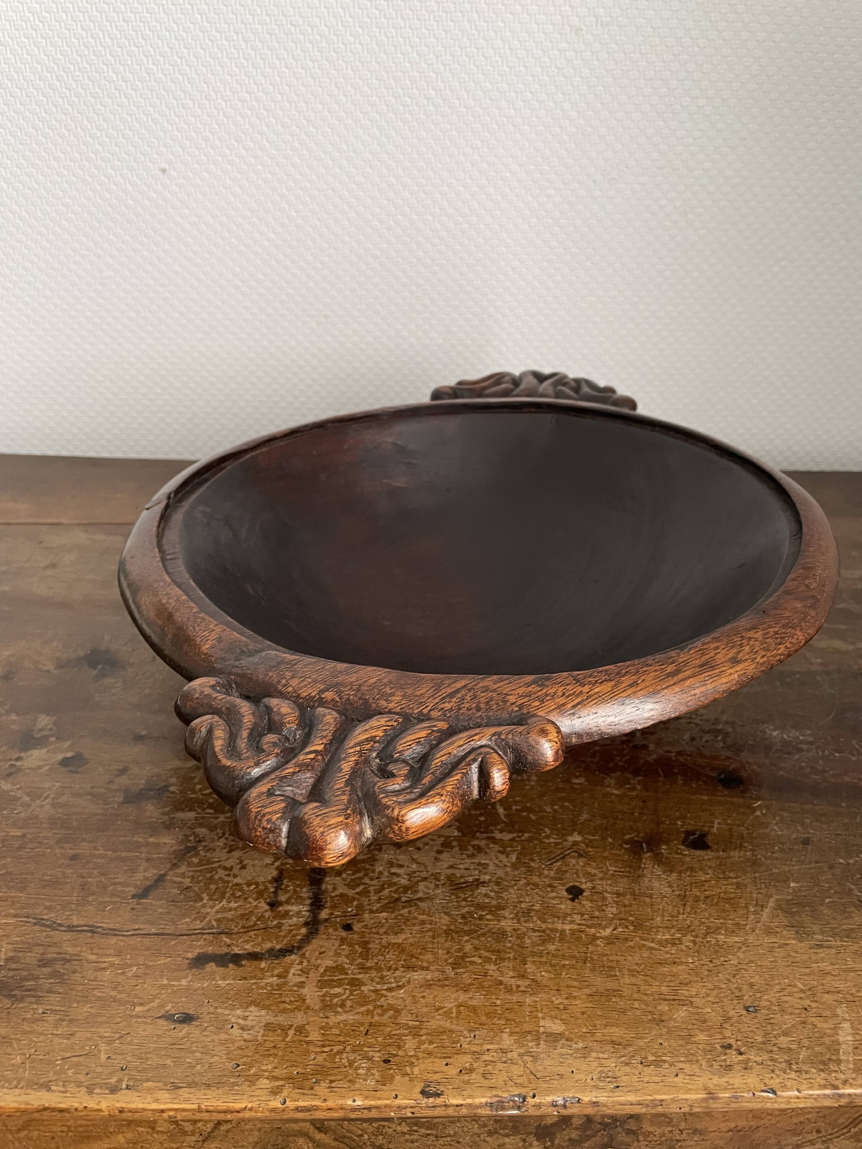 Hollow carved wooden dish