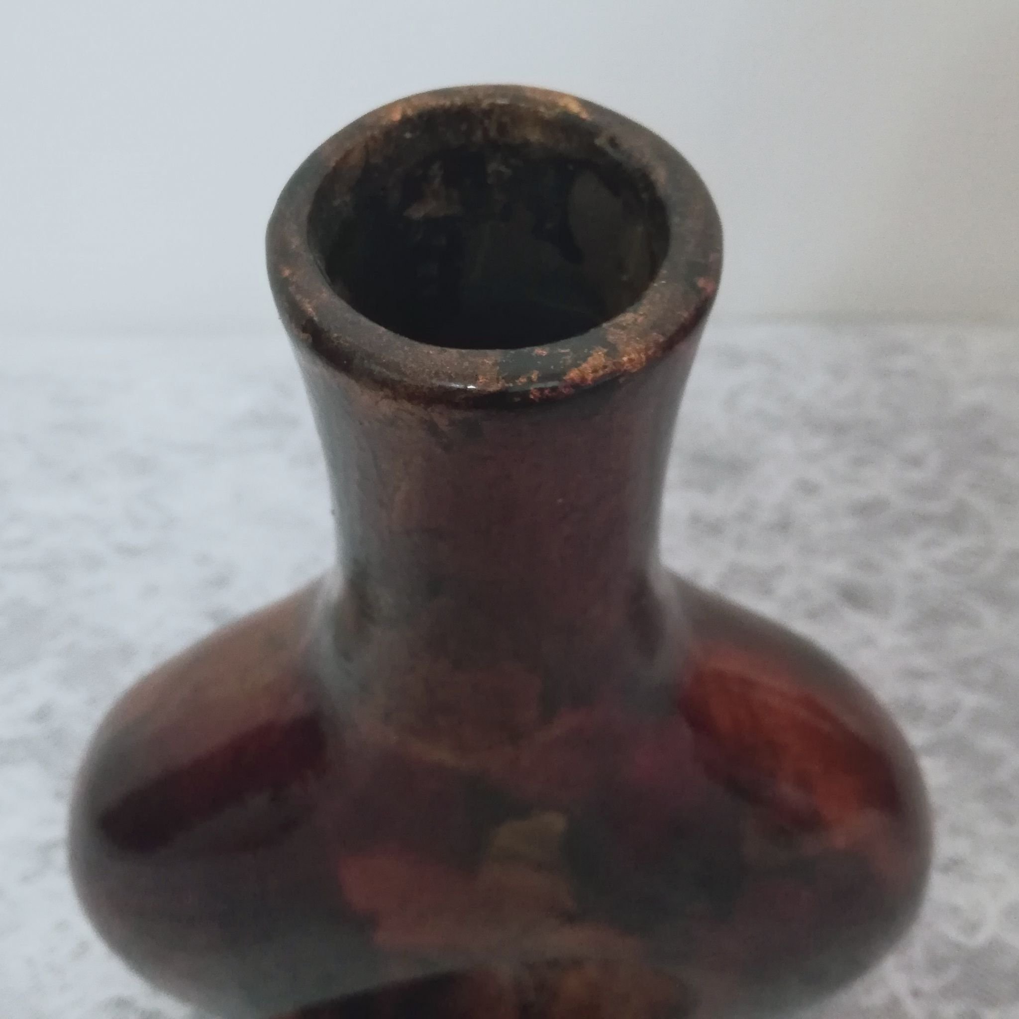 Enamelled and lacquered metal vase height