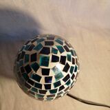 Blue mosaic glass egg lamp