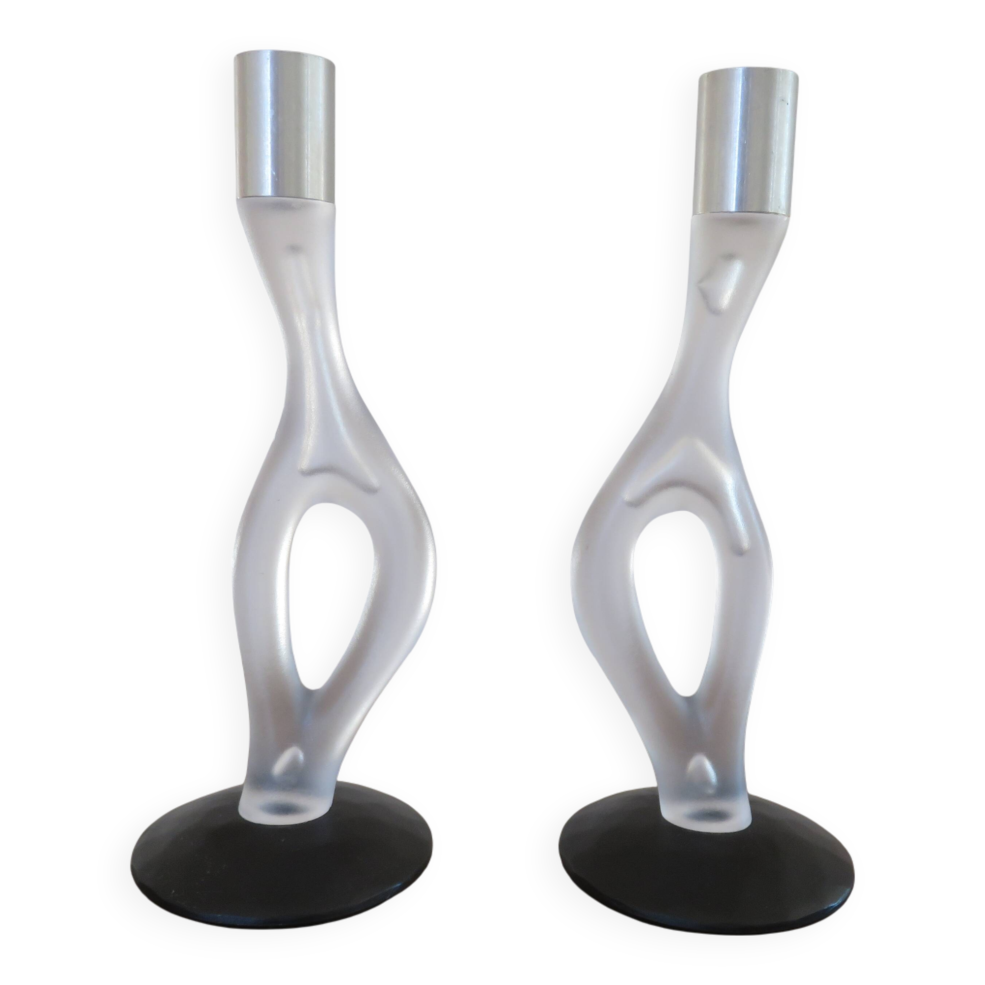 Pair of modernist candlesticks, 1990