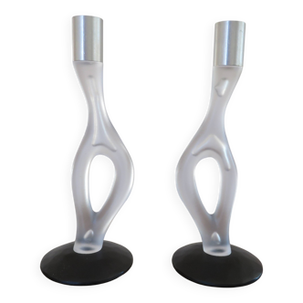Pair of modernist candlesticks, 1990