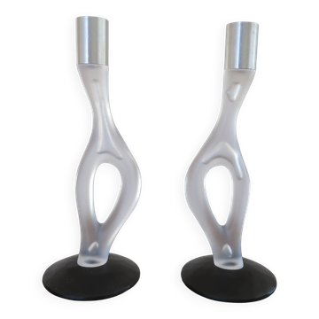 Pair of modernist candlesticks, 1990