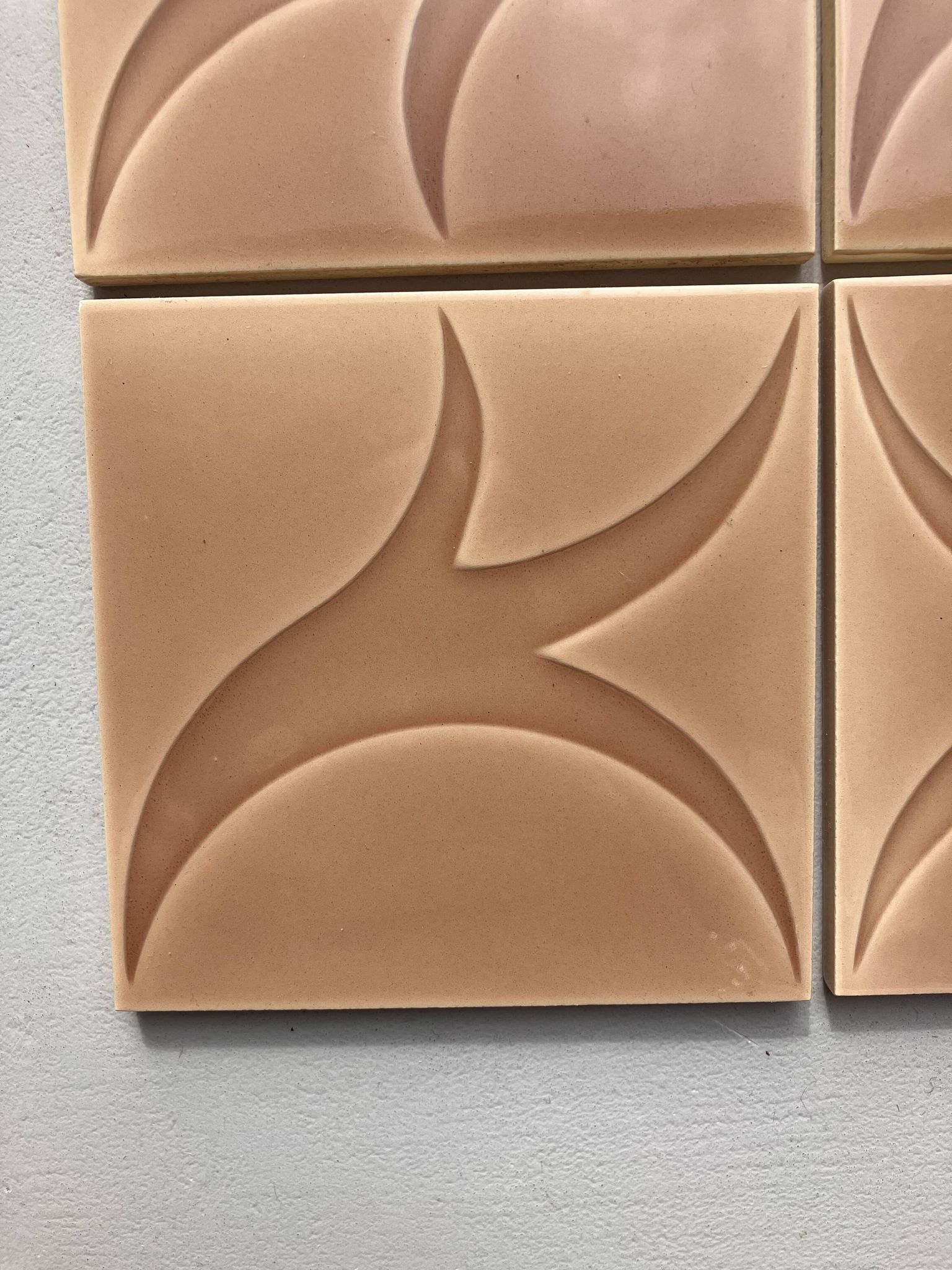 Relief tiles Desvres Mid Century Lot of 9 dark beige colours
