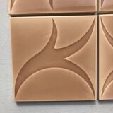 Relief tiles Desvres Mid Century Lot of 9 dark beige colours