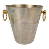 Art Deco Classic French Silver-Plated Wine Cooler with Gold-Plated Handles, 1950s