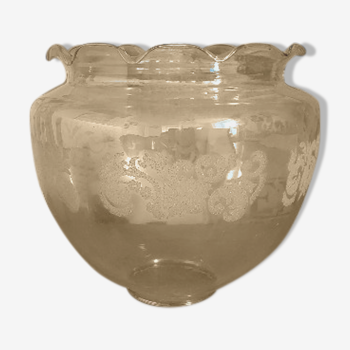 Globe pour suspensions vintage français mid century ambré en verre