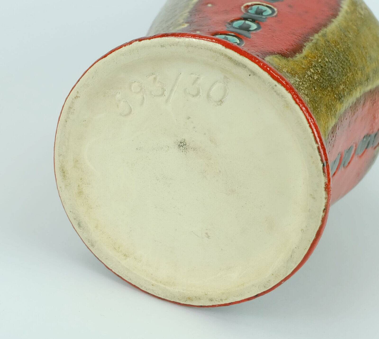 Vintage 1960s 70s vase u-keramik model 593/30 red brown green black wgp