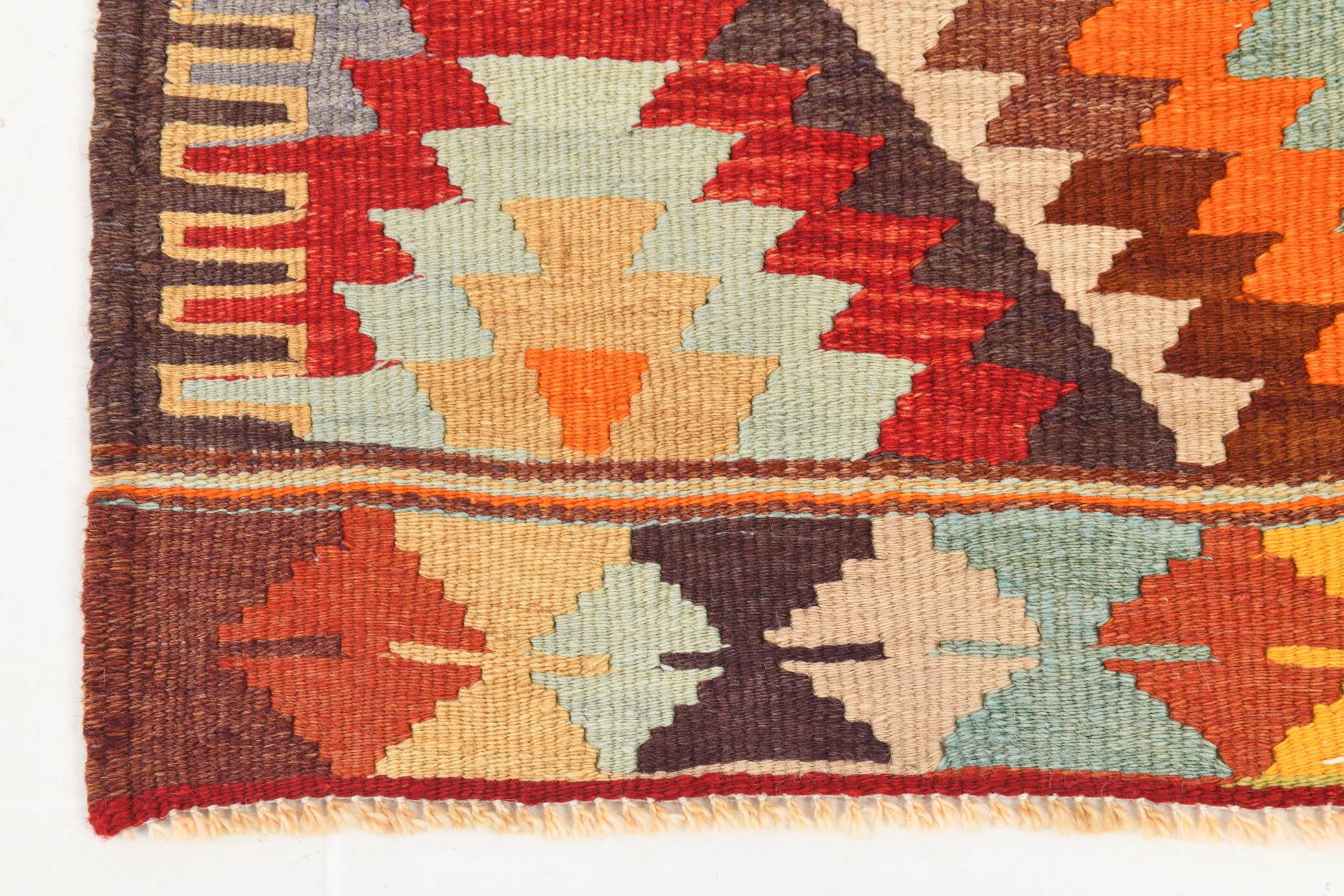 6x10 Soft Red and Orange Turkish Kilim Rug
