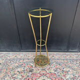 Golden tripod stand with smoked glass from the 1970s.