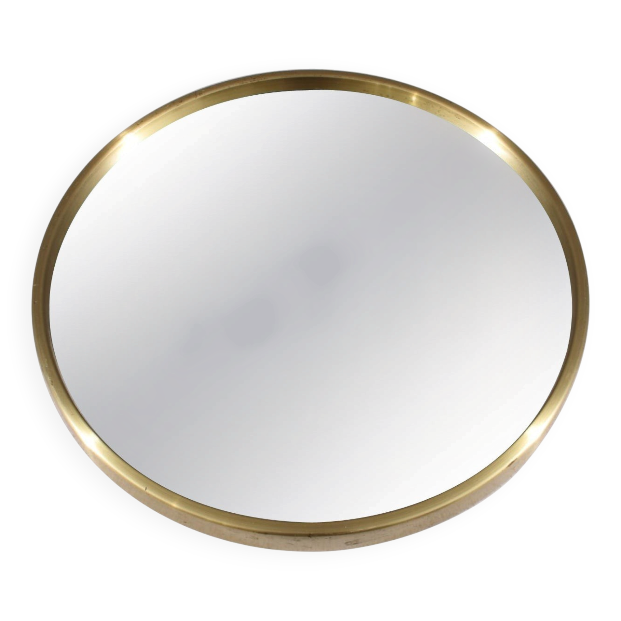 Midcentury Modern Round Brass Mirror by Glas Mäster, Markaryd, Sweden (1960s)