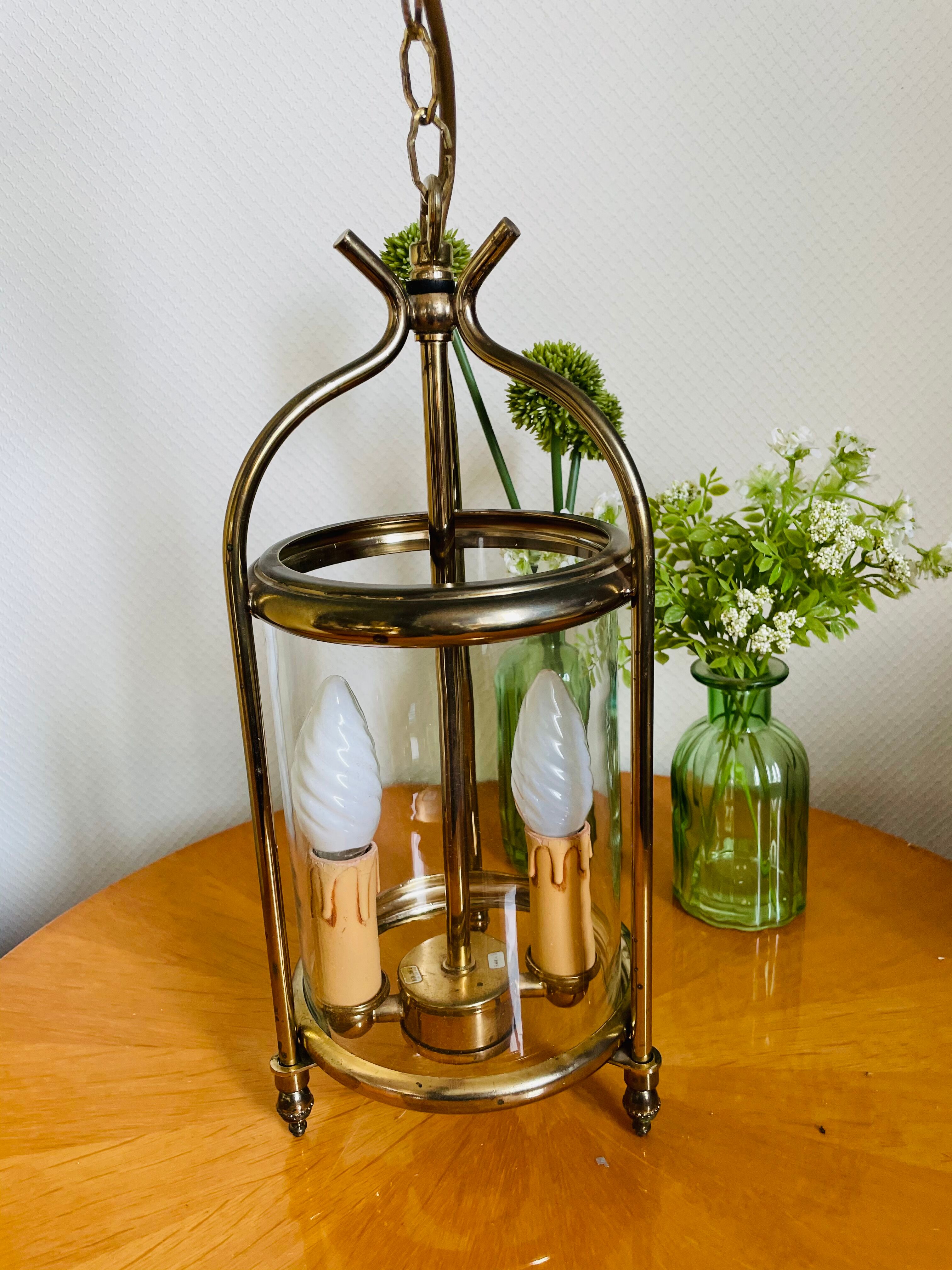 Lantern cage in golden brass Louis XVI