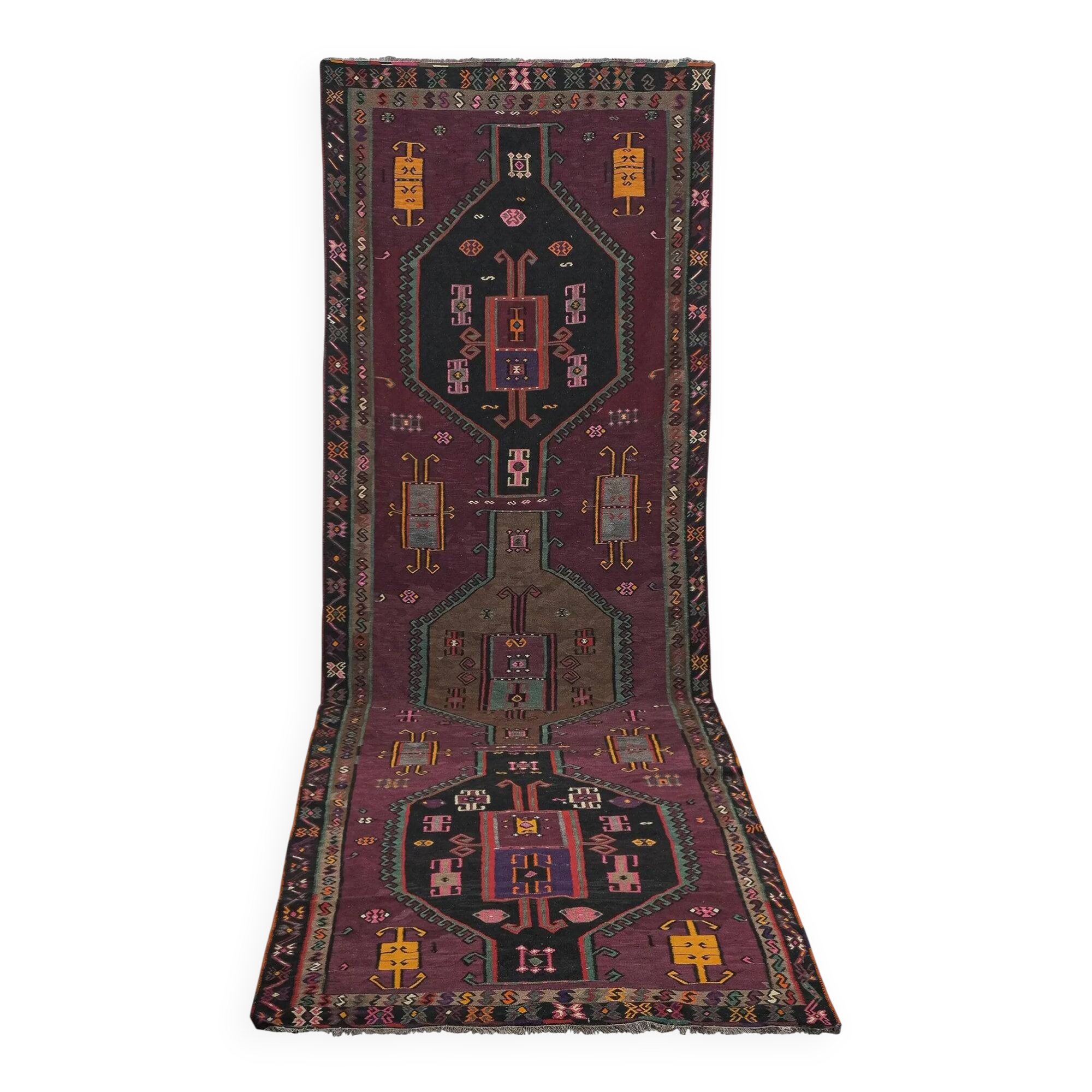 Vintage Turkish hallway carpet 190x570 cm