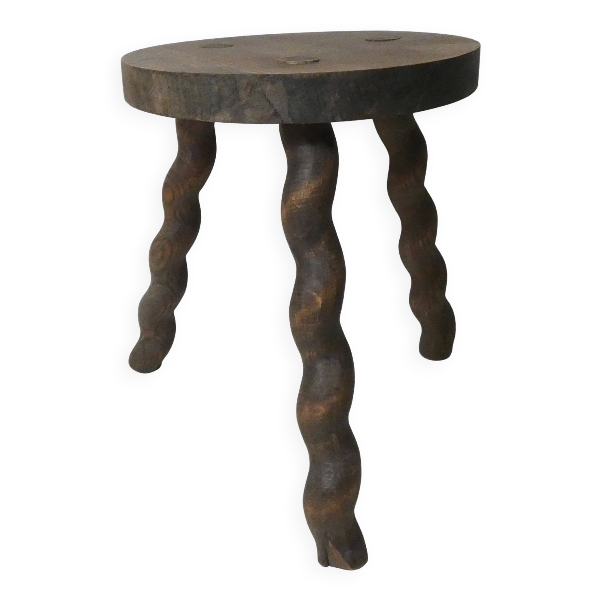 antique solid wood stool with twisted legs