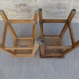 Pair of handle stools, solid wood