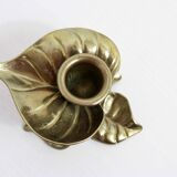 Brass leaf candle holder