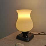 Mid Century Opaline Glass Table Lamp: Retro Bedside Lighting, 1960s Yugosla