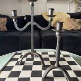 Paire de chandeliers français brutalistes