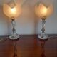 Pair of vintage table lamps in cut crystal and glass tulip.