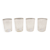 4 anciens verres à digestif en verre gravé