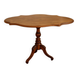 Oval wooden pedestal table, violin table on three legs, Napoleon III style