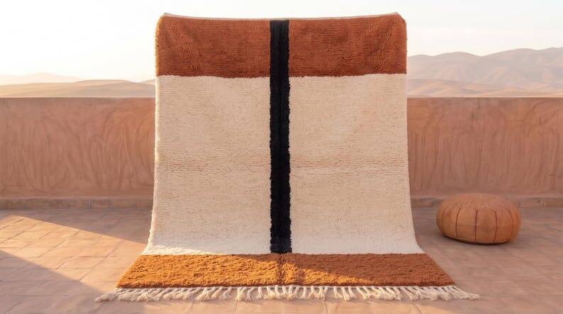 Traditional handmade natural wool rug 2/3 m
